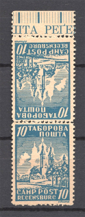 1947 Regensburg Displaced Persons DP Camp Ukraine `10` (Pair Tete-beche, MNH)