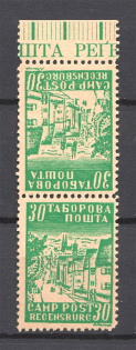 1947 Regensburg Displaced Persons DP Camp Ukraine `30` (Pair Tete-beche, MNH)