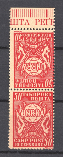 1947 Regensburg Displaced Persons DP Camp Ukraine `50` (Pair Tete-beche, MNH)