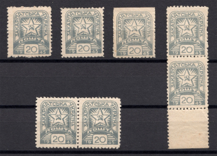 1945 Carpatho-Ukraine `20` (Varieties of Color, MNH)