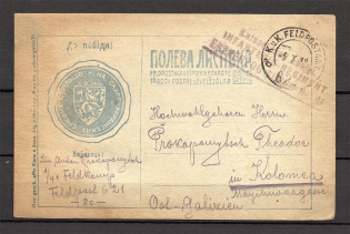 1918 Ukrainian Sich Riflemen Field Postcard Kolomea Galicia Infantry Regiment