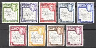 1946-49 Falkland Islands Dependencies Map Thin and Clear CV 95 GBP