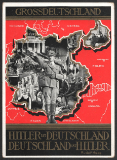 1939 'Hitler is Germany', Propaganda Postcard, Third Reich Nazi Germany