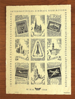 1968 Poland Vienna Airmail Exhibition Diaspora Block Sheet (Probe, Proof, MNH)