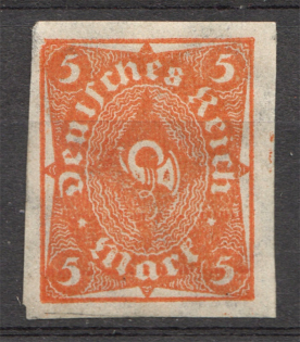 1922-23 Germany Imperf 5 Mark (CV $100, MNH)