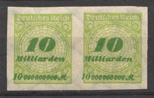 1923 Germany 10 Billions Pair (Imperf, CV $150)
