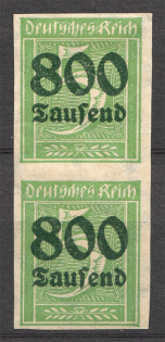 1923 Germany 800.000 Pair (Imperf, CV $120)
