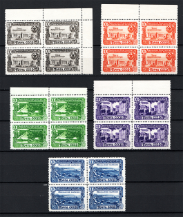 1949 USSR 20th Anniversary of Tazhik SSR Blocks of Four (Full Set, MNH)