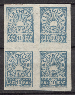 1919 Latvia Block of Four (Full Set, MNH)