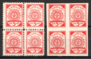 1918 Latvia Blocks of Four (On Maps, Full Set, MNH)