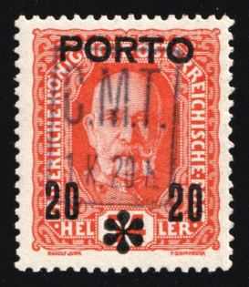 1919 1.20kr on 20h/54h Romanian Occupation of Kolomyia CMT, Ukraine (Kramarenko 47, Certificate)