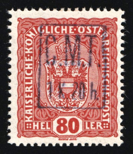 1919 1.20kr on 80h Romanian Occupation of Kolomyia CMT, Ukraine (Kramarenko 29, Certificate)