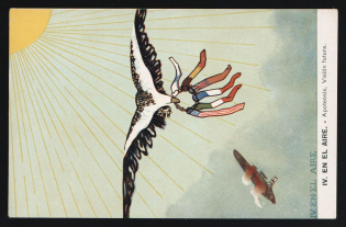 1914-18 'In the air- Apotheosis - Future Vision' WWI European Caricature Propaganda Postcard, Europe