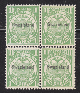 1889 Swaziland Black Overprint on Block of 4 (MNH) CV $200