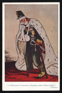 1914-18 'Emperor Franz Joseph enjoys good health' WWI European Caricature Propaganda Postcard, Europe