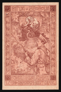 1917-1920 'A military donation to the Disability Foundation', Czechoslovak Legion Corps in WWI, Russian Civil War, Postcard