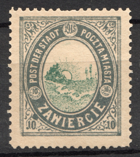 1916 Zawiercie Poland Civil War 10 Fen (CV $400)