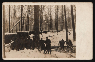 1917-1920 'Czech soldiers at the forest dugout', Czechoslovak Legion Corps in WWI, Russian Civil War, Postcard