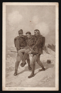 1917-1920 'Wounded man evacuation', Czechoslovak Legion Corps in WWI, Russian Civil War, Postcard