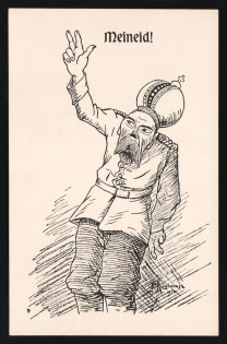 1914-18 'Perjury' WWI European Caricature Propaganda Postcard, Europe