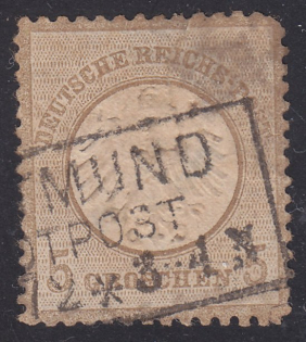 "1872 Germany Empire 5cr Center Embossed (Canceled Postmark ""Mund"" CV $95)"