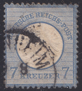 "1872 Germany Empire 7kr Center Embossed (Canceled Postmark ""Mannheim"" CV $95)"
