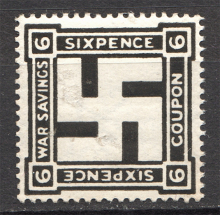 1916 Great Britain SWASTIKA 6 Pence War Savings Coupon