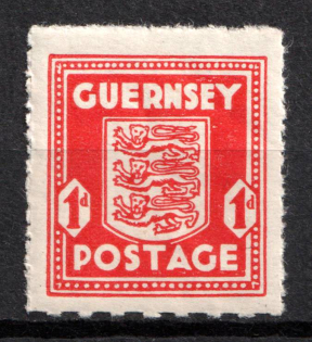 1943 1d Guernsey, German Occupation, Germany (Mi. 2 bu, Carmine Color, Normal Paper, CV $50)