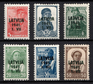 1941 Latvia, German Occupation, Germany (Mi. 1 - 6, Full Set, CV $100)
