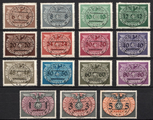 1940 General Government, Germany, Official Stamps (Mi. 1 - 15, Full Set, Canceled, CV $70)