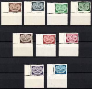 1940 General Government, Germany, Official Stamps (Mi. 16 - 24, Full Set, Corner Margins, MNH)