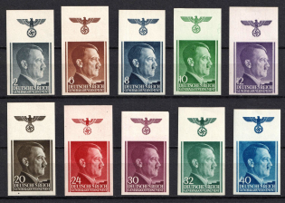 1941 General Government, Germany (Mi. 71 U - 74 U, 77 U - 81 U, Imperforate, Margins, CV $60)