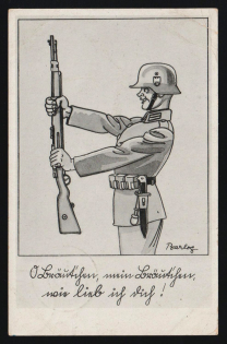 1936-1944 'Your New Girlfriend' Military Caricature Propaganda Postcard, Third Reich Nazi Germany