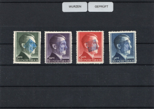 1945 WURZEN Local Issue 1RM - 5RM, Germany, Overprint on Hitler's head (Mi. 20, I - III, Signed, MNH)