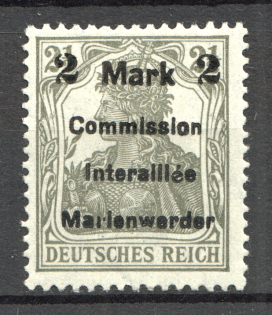 1920 Germany Joining of Marienwerder (Broken `2` and `r`)