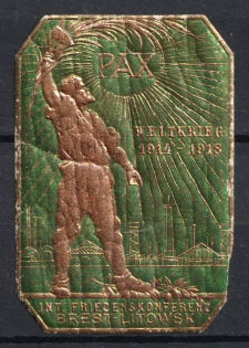 1918 Germany ROSSICA Brest-Litowsk Peace Conference propaganda vignette label