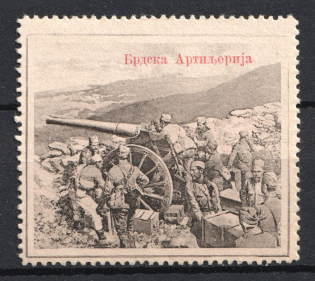 1915 France-Serbia WWI Serbian Army Mountain Artillery Militaria Delandre propaganda vignette