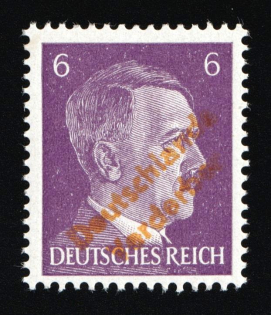 1945 MEISSEN Local Issue 6pf, Germany, Overprint on Hitler's head (Mi. 29, Yellow Overprint, Signed, CV $1,690, MNH)