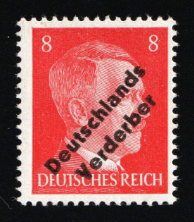 1945 MEISSEN Local Issue 8pf, Germany, Overprint on Hitler's head (Mi. 33, Black Overprint, MNH)