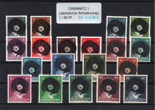 1945 CHEMNITZ 1 Local Issue 1pf - 80pf, Germany, Overprint on Hitler's head (MNH)