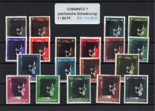 1945 CHEMNITZ 7 Local Issue 1pf - 80pf, Germany, Overprint on Hitler's head (MNH)