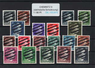 1945 CHEMNITZ 9 Local Issue 1pf - 80pf, Germany, Overprint on Hitler's head (MNH)