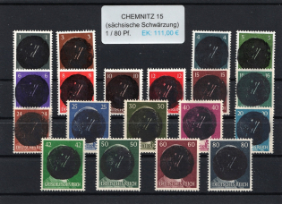 1945 CHEMNITZ 15 Local Issue 1pf - 80pf, Germany, Overprint on Hitler's head (MNH)