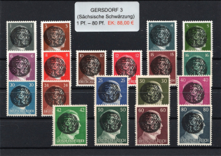 1945 GERSDORF 3 Local Issue 1pf - 80pf, Germany, Overprint on Hitler's head (MNH)