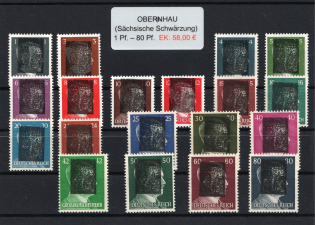 1945 OBERNHAU Local Issue 1pf - 80pf, Germany, Overprint on Hitler's head (MNH)