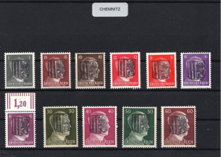 1945 CHEMNITZ Local Issue 1pf - 60pf, Germany, Overprint on Hitler's head (MNH)