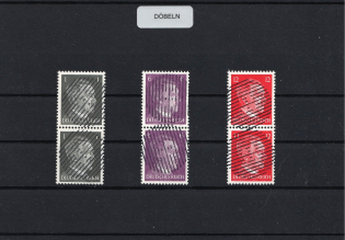 1945 DOBELN Local Issue 1pf - 12pf, Germany, Overprint on Hitler's head, Pairs (MNH)