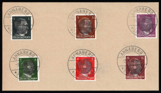 1945 ANNABERG Local Issue 1pf - 15pf on piece, Germany, Overprint on Hitler's head (Canceled)