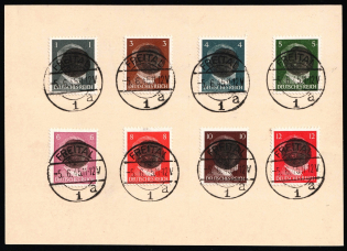 1945 FREITAL Local Issue 1pf - 12pf, Germany, Overprint on Hitler's head, Postcard (Canceled)