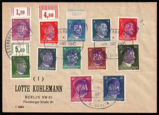 1945 (2 Oct) FREDERSDORF Local Issue 1pf - 40pf, Germany, Overprint on Hitler's head, Commercial Cover